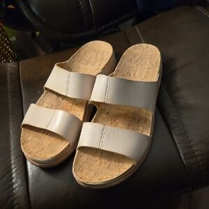 Kork-Ease Cream Mules with Cork Sole